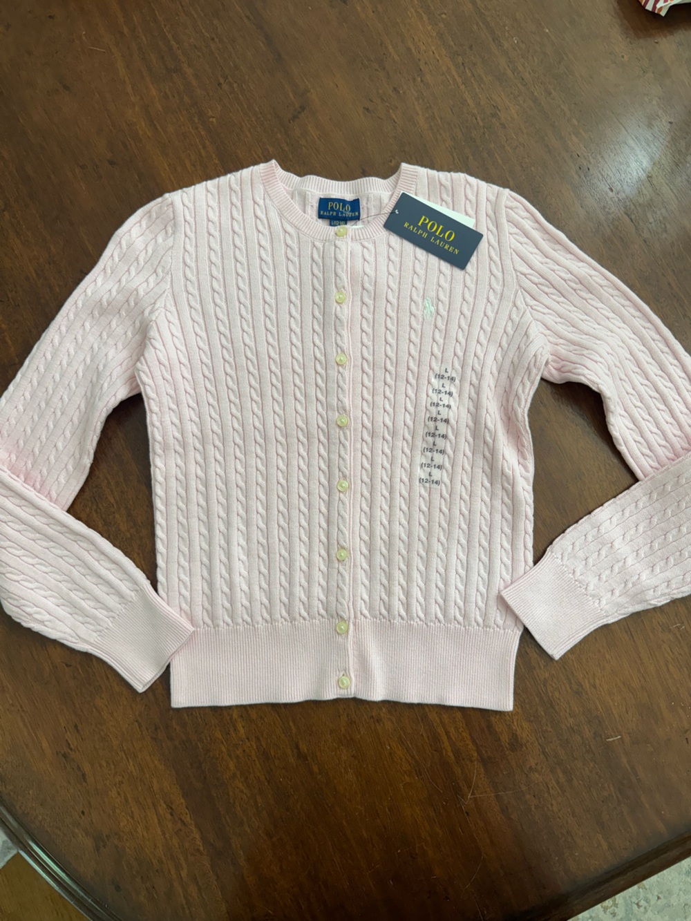 Polo Ralph Lauren Light Pink cable knit cardigan